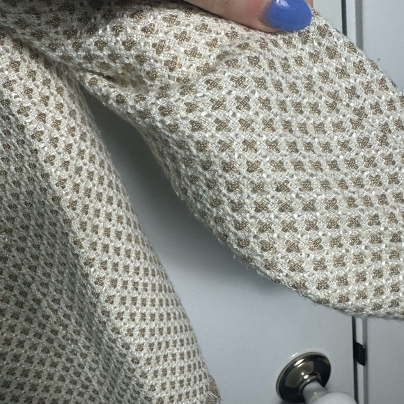 Vintage Christian Dior Cream Tan Fringe Button Up Blazer Jacket Size 4 - Picture 9 of 11